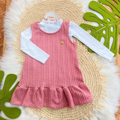 Conj. Blusa Manga Longa e Salopete Trançado - Rose